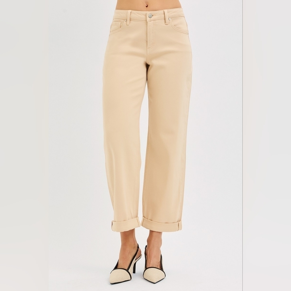 RISEN Women's Tummy Control Barrel Jeans Cuffed Neutral Cottagecore Various NEW - Picture 4 of 13